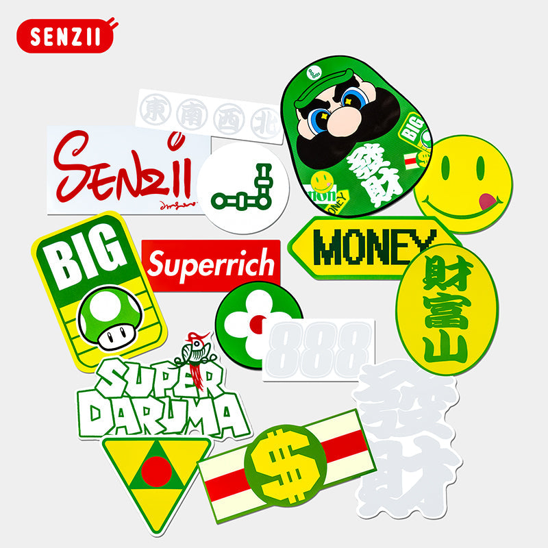 【现货】SENZII千記商行x財神院子 SUPER DARUMA 超級達摩-發財主題貼紙套裝
