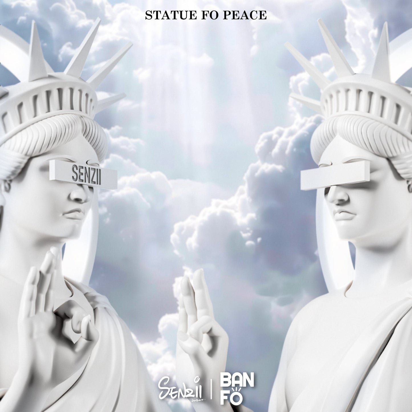 【現貨】SENZII千記商行·BANFO萬佛系列 和平女神像(STATUE OF PEACE) 石膏白+松石青套裝
