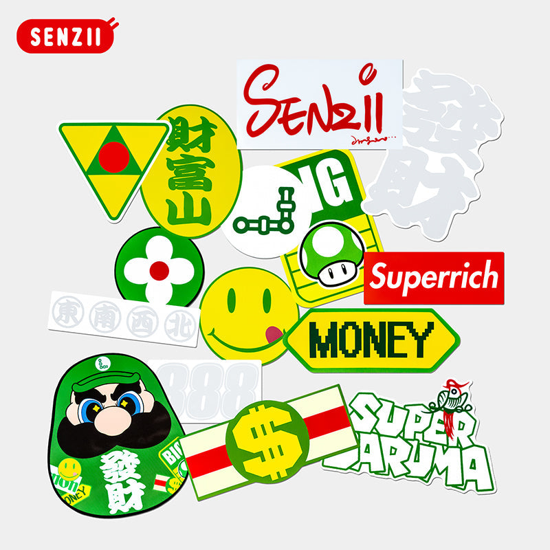 【现货】SENZII千記商行x財神院子 SUPER DARUMA 超級達摩-發財主題貼紙套裝