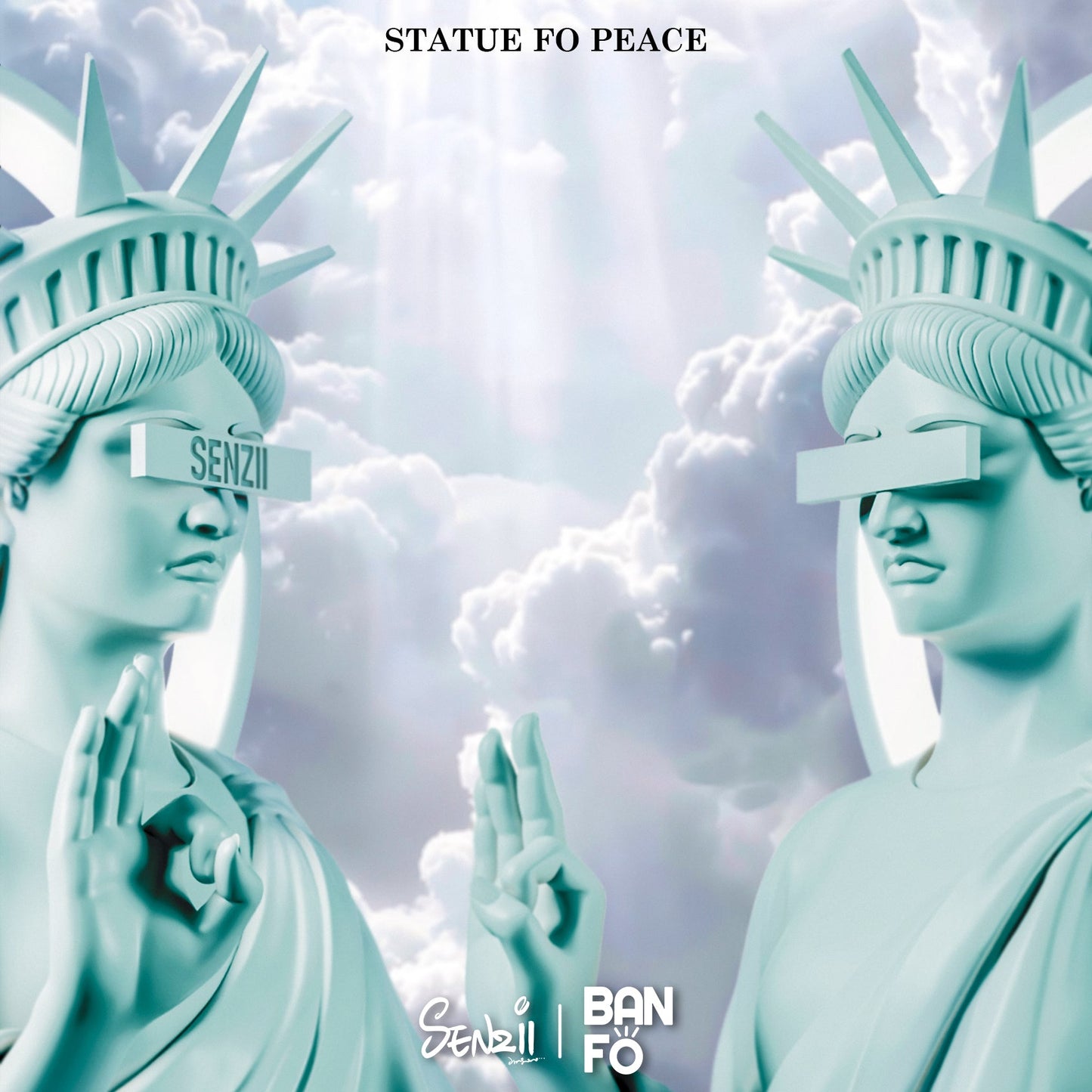 【現貨】SENZII千記商行·BANFO萬佛系列 和平女神像(STATUE OF PEACE) 石膏白+松石青套裝