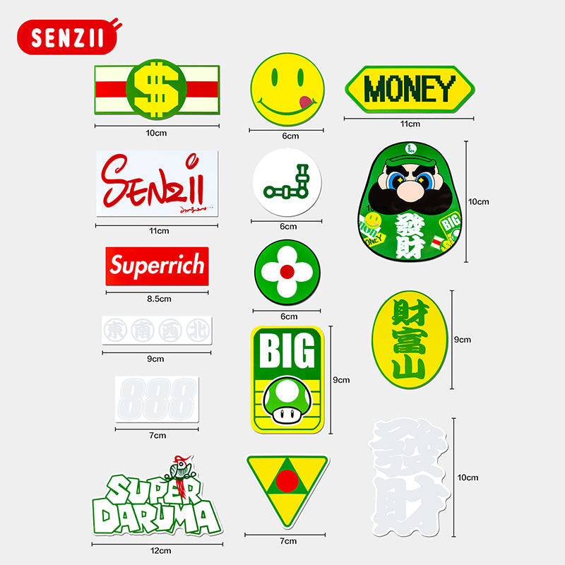 【现货】SENZII千記商行x財神院子 SUPER DARUMA 超級達摩-發財主題貼紙套裝